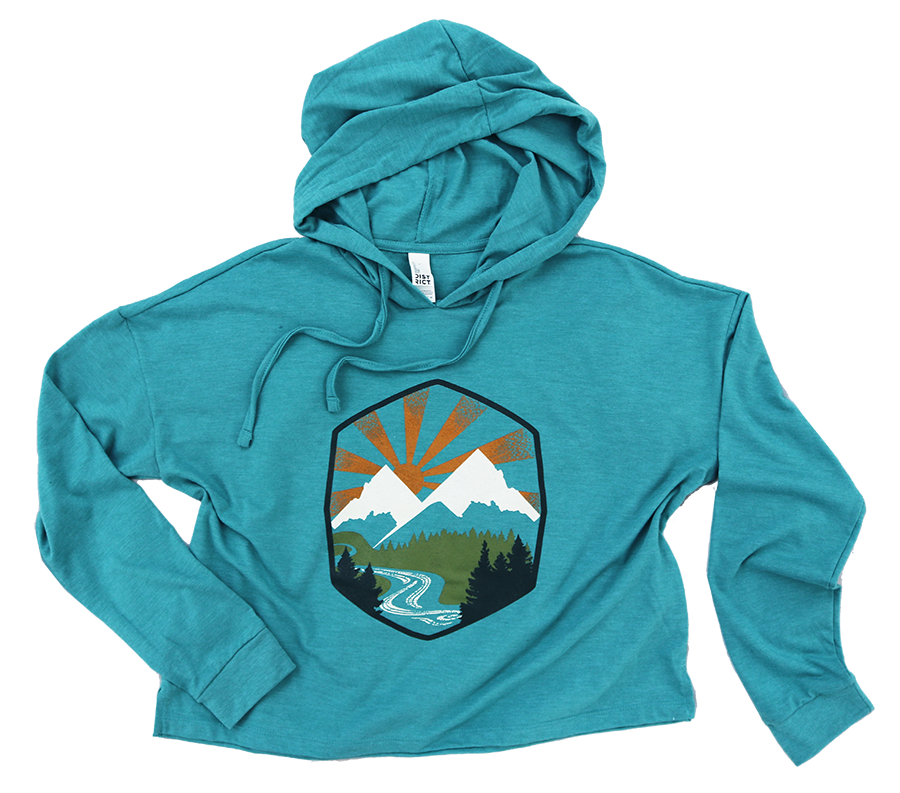 Idaho Mountains Womens Midi Hooded Tee