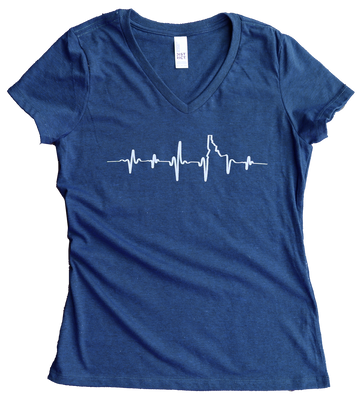 Heartbeat EKG Idaho Ladies V Neck